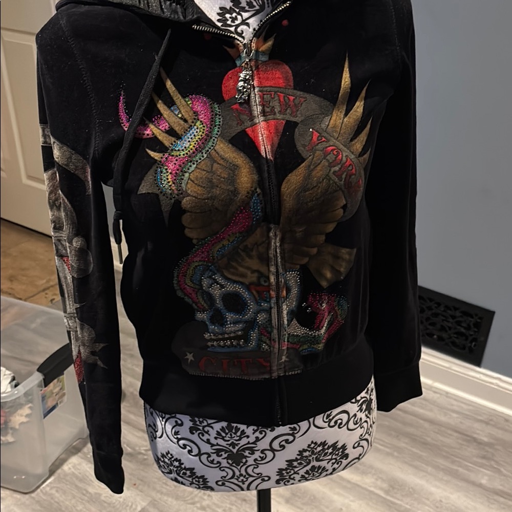 Black Graphic Hoodie with Colorful Design
